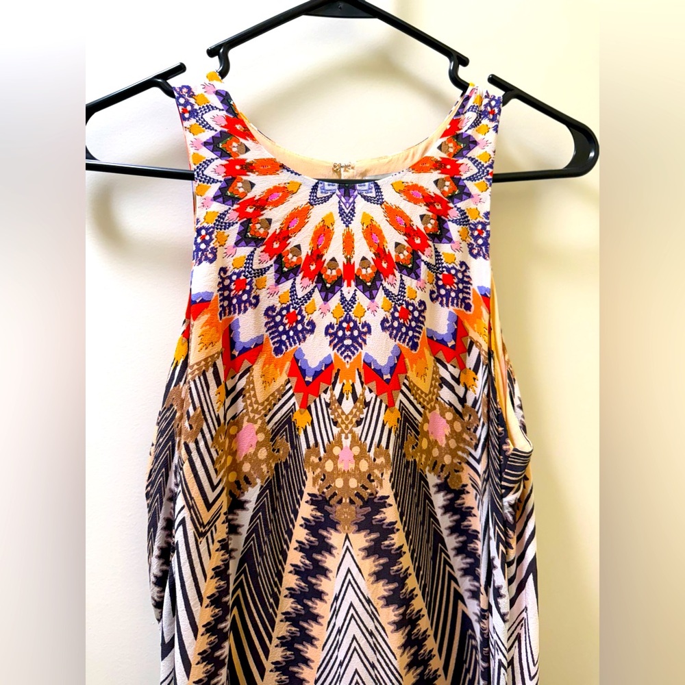 ANTHROPOLOGIE HD in Paris Geometric Maxi Dress silk, a-line, NWOT condition
